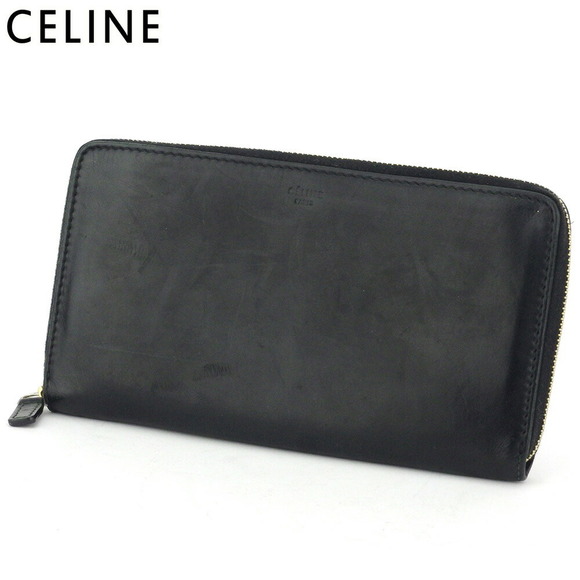Celine leather Wallet Zip Black long - Picture 1 of 6